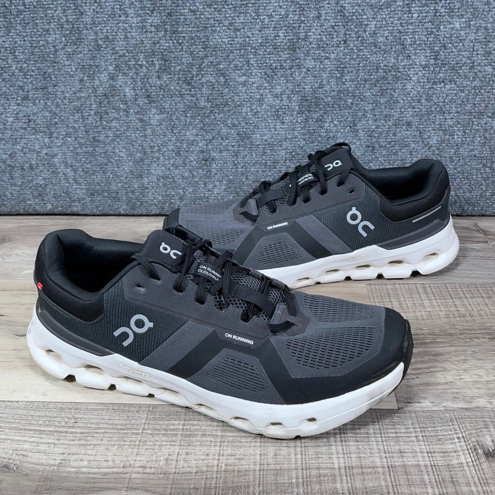 OnCloud Cloudrunner 2 Running Shoes Mens 13 Eclipse Mesh Low Top Black White EUC